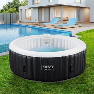 Arebos Opblaasbaar - met LED Verlichting - Hottub voor Innen en Buiten - Opblaasbaar 6 Persoons - 130 Luchtstralen - 208 cm - 1000L - Opblaasbaar Bubbelbad Massage