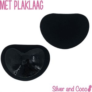 SilverAndCoco® - BH pads / Sticky bra / dames vullingen / padding vulling push up / ademend / cups wasbaar herbruikbaar - 2 stuks (1 paar) met plaklaag - Zwart