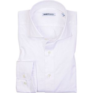 SHIRTBIRD | Sparrow | Overhemd | WIT | Fine Twill, 2-Ply | 100% Katoen | Strijkvriendelijk | Parelmoer Knopen | Premium Shirts | Maat 44