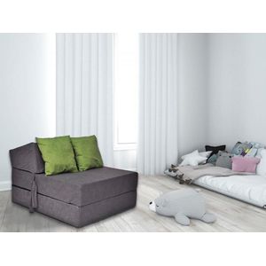 Luxe Opvouwbaar Logeermatras - Grijs met Groene Kussens - 200x70x15 cm - Huisstofmijtwerend