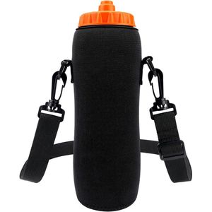 Waterfles Draagtas met Band - voor Gatorade Fles - Geïsoleerde Waterflesdrager met Extra Lange Schouderband (140cm) - Zwart