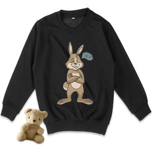 AWDis - Jongens en Meisjes Sweater Trui - Konijn - Zwart - Maat 140 (L)
