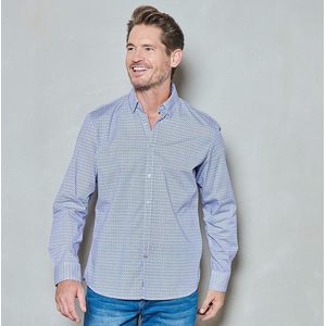 Twinlife Heren mini allover print - Overhemden - Lichtgewicht - Wasbaar - Blauw - 3XL