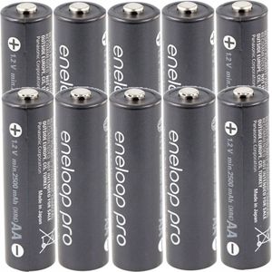 10 Panasonic eneloop pro Ni-MH-batterij, AA Mignon, 2500 mAh met extra krachtige prestaties en AccuCell AccuSafe