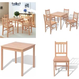 vidaXL 5-delige Eetkamerset grenenhout - Eetkamertafel En Eetkamerstoel - Eetkamertafels En Eetkamerstoelen - Houten Eetset - Houten Eetsets