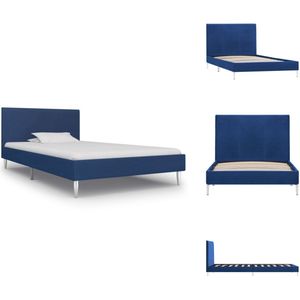 vidaXL Bedframe - Bedframes - Bed - Bedden - Bedframe stof blauw 90x200 cm
