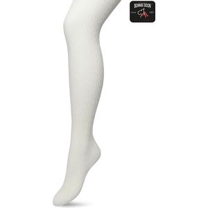 Bonnie Doon Bio Kabel Maillot Dames Off White maat L/XL - Ingebreid Kabel patroon - Biologisch Katoen - Uitstekend draagcomfort - Classic Cable Tights - OEKO-TEX - Gladde Naden - Klassiek - Gebroken Wit - Crème - Off White - BP211903.110