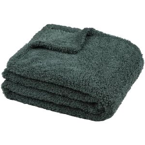 Stof Textiles Plaid/bankdeken Montreal - jade groen - 130 x 160 cm - harige polyester stof - 1 persoons