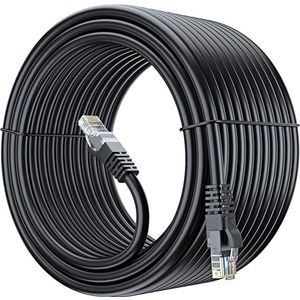 Strang netwerkkabel voor buiten UTP CAT6 CCA RJ45 Patch Cord Ethernet Gigabit 1000 Mbps 550 MHz zwart 30 meter