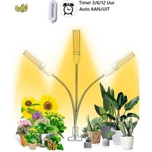 Ortho® - LED Groeilamp - Wit licht - Bloeilamp - Kweeklamp - Full Spectrum - Grow light - Groei lamp (met 3 lampen) met Flexibele lamphouder - Hoge lichtintensiteit - Klem spotje - 3x
