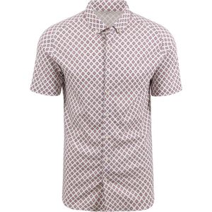 Desoto - Short Sleeve Overhemd Print Wit - Heren - Maat S - Slim-fit