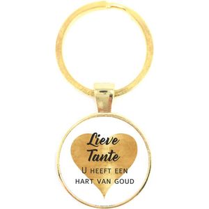 Sleutelhanger Glas -  Lieve Tante U Heeft Een Hart Van Goud