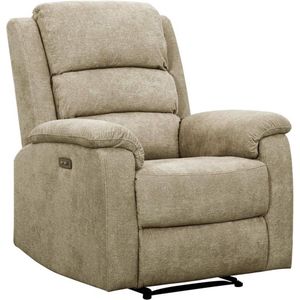 Vente-unique Elektrische relaxfauteuil van taupe stof NEVERS L 86 cm x H 103 cm x D 95 cm