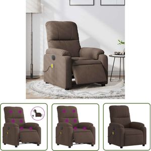 The Living Store Massagestoel elektrisch verstelbaar microvezelstof bruin - Elektrische Massagestoel - Massagefauteuil - Relaxstoel - Ergonomische Stoel - Lounge Stoel