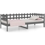 vidaXL - Slaapbank - 90x200 - cm - massief - grenenhout - grijs