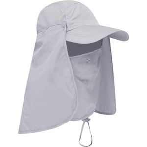 Zonnekap met afneembaar gezichtsmasker en halsafdekking - Zilverkleurig 34