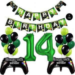 Snoes Mega Game Gamers Helium Verjaardags Ballonnen Feestdecoratie Green Cijfer Ballon nr 14