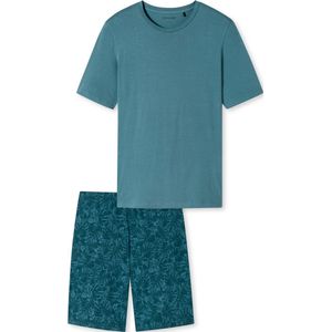 SCHIESSER Casual Essentials shortamaset - heren shortama blauw-grijs gedessineerd - Maat: 3XL