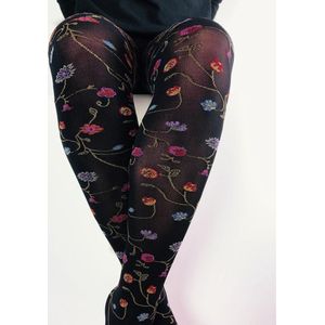 Marianne Hailey 60 zwarte bloemenpanty - L/XL - Zwart; Overig