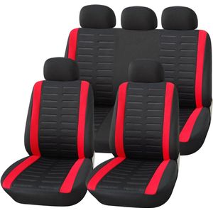 Autostoelhoezenset, universeel, zwart en grijs met zij-airbagopeningen en afneembare achterbank, auto-accessoires, interieur, B1 zwart rood