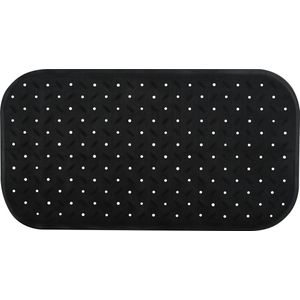 MSV Douche/bad anti-slip mat badkamer - rubber - zwart - 36 x 65 cm - met zuignappen