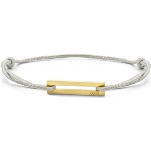 CO88 Collection 8CB-90753 Stalen Armband - Grijs Koord - Verstelbaar - Staal Element - Goudkleurig