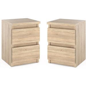 Moderne Nachtkastjes Set van 2 - Houten Commode met Laden voor Slaapkamer, Woonkamer of Kantoor - 30 x 40 x 30 cm