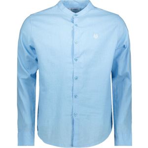 Haze & Finn Overhemd Linen Shirt Mandarin Mc19 0114 Sky Blue Mannen Maat - M