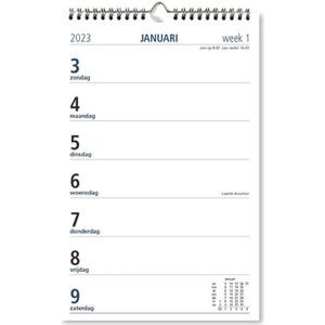 Castelli kalender H54 2024 - 1 week A5 kolom - Weekkalender wire-o neutraal - 1 week per pagina - liggend - 13.5 x 20.5 cm - Neutraal