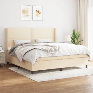 The Living Store Boxspring met matras stof crèmekleurig 200x200 cm - Boxspringbed - Boxspring - Tweepersoonsbed - Creme Kleurig Bed - Pocketed Spring Mattress