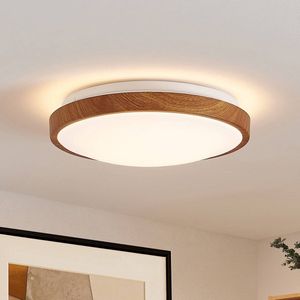 Lindby - LED plafondlamp - 1licht - ijzer, aluminium, kunststof - H: 9 cm - licht hout, wit - Inclusief lichtbron