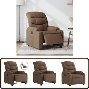 vidaXL Fauteuil - Elektrisch Verstelbaar - Stof - Bruin Elektrische Fauteuil - Elektrische Verstelbare Stoel - Loungestoel - Comfortstoel - Relaxfauteuil