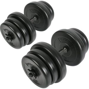 Trend24 Gewichten - Gewichten set - Dumbells - 2 x 20 kg - Verstelbaar - Staal - Kunstof - Zwart