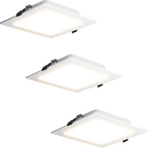 HOFTRONIC - 2-Pack Virginia inbouwspots - 18W - 1820 lumen - Extra plat - 2700K warm wit - Wit - Vierkant - 220x220cm