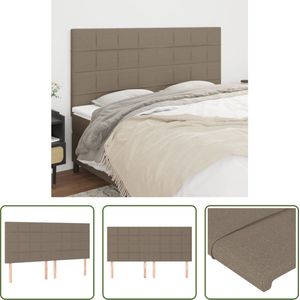 The Living Store Hoofdbord - Hoofdborden - 180 x 5 x 118/128 cm - Taupe - Stof - Hout - Verstelbare Hoogte