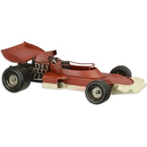 Decoratief Beeld - Een Blikken Model Van Een Formule - Aluminium - Wexdeco - Zwart, Wit, Rood En Grijs - 32.2 X 16.2 Cm