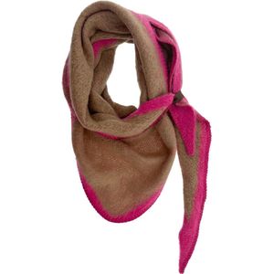 LOT83 Sjaal Nina - Vegan leren sluiting - Omslagdoek - Ronde sjaal - Bruin, roze - 1 Size fits all