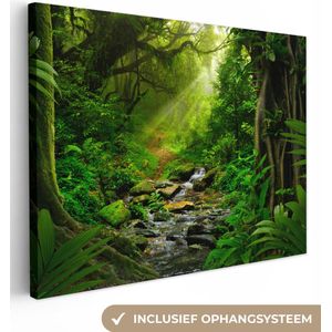 Canvas - Canvas jungle - Zonlicht - Bomen - Takken - Jungle - Kamer decoratie - 160x120 cm