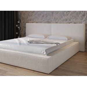 Bed 06 - Gestoffeerd tweepersoonsbed met bouclé overtrek - 180x200 cm - Elegant en comfortabel - Wit (Anthology 1)