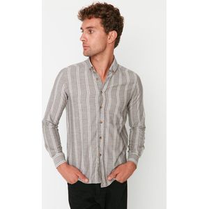 Trendyol Blauw Slim Fit Button Down Kraag Krijtstreep Overhemd Tmnss20Go0092