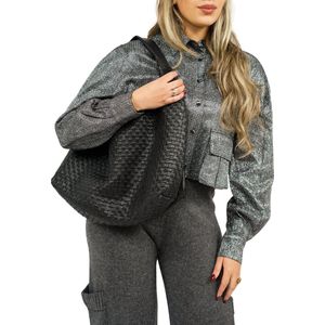 Nunoo Maxi Dandy Braided Mountain Black-Schoudertas