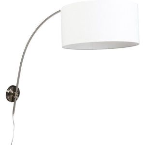 QAZQA arc - Retro Wand booglamp voor binnen - 1 lichts - D 890 mm - Wit - Woonkamer | Slaapkamer | Keuken