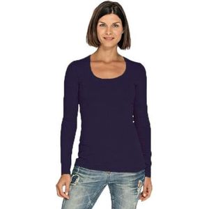 Bodyfit dames shirt lange mouwen/longsleeve zwart - Dameskleding basic shirts XL (42)
