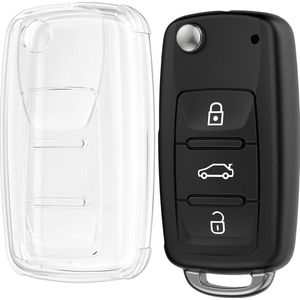 kwmobile autosleutel hoesje geschikt voor VW Skoda Seat 3-knops autosleutel - Autosleutel behuizing van TPU - Transparant in transparant