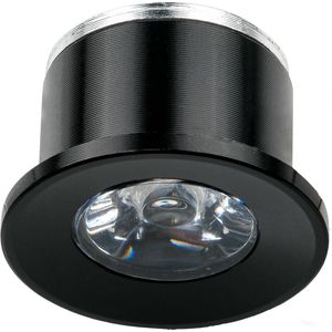 LED Veranda Spot Verlichting - Velvalux - 1W - Warm Wit 3000K - Inbouw - Dimbaar - Rond - Mat Zwart - Aluminium - Ø31mm