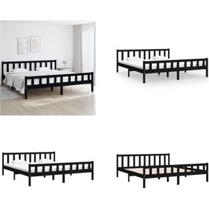 vidaXL Bedframe massief hout zwart 160x200 cm - Bedframe - Bedframes - Tweepersoonsbed - Bed
