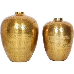 Elegante vazen set van 2 ORIENTAL 31 cm goud in Rice Hammerschlag Design  metalen aluminiumlegering