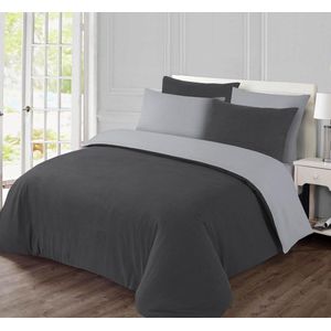 Dekbedovertrek Katoen Antraciet-Grijs 240 x 220 cm - Luxe Beddengoed dekbedovertrek 240 x 220 katoenen