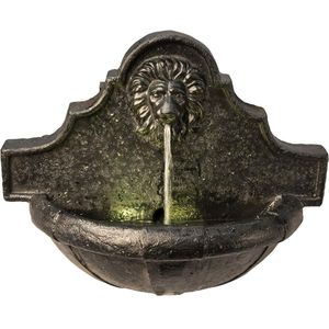 Waterfontein Buiten tuin Stenen Waterfontein Leeuwen hoofd Waterval met LED - Grote waterornament voor de tuin met verlichting