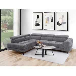 Vente-unique Elektrische relaxhoekbank met hoek links met schuivende zitting van antracietgrijze stof MONISO L 298 cm x H 75 cm x D 211.5 cm